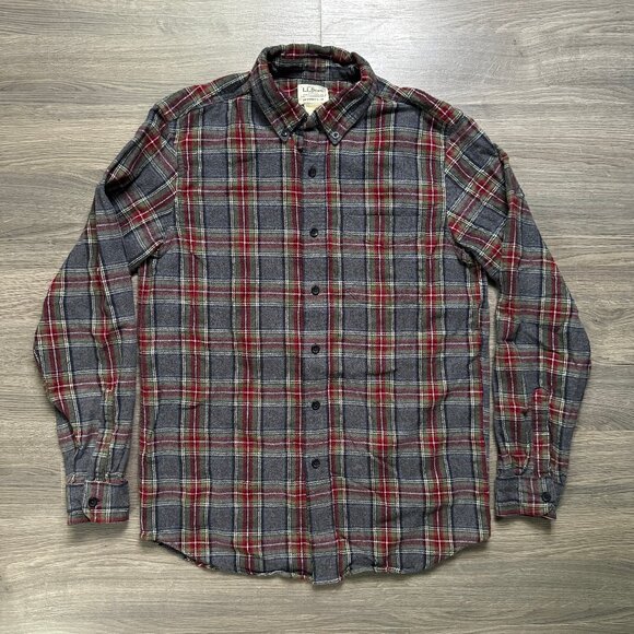 L.L. Bean Men's Scotch Plaid Flannel Shirt - Grey - Picture 1 of 10